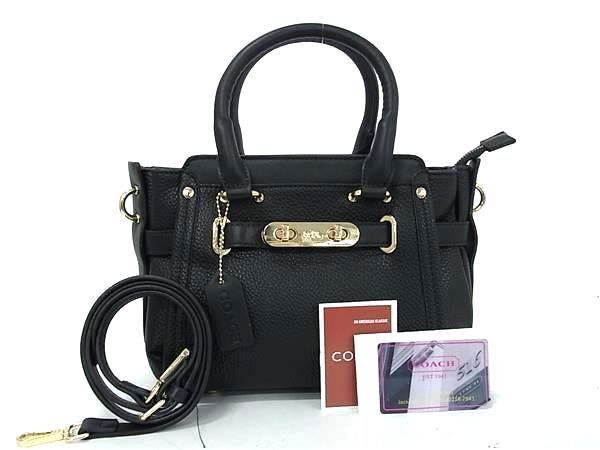 1 jpy # as good as new # COACH Coach leather 2WAY Cross body handbag tote bag shoulder diagonal .. lady's black group BG8018
