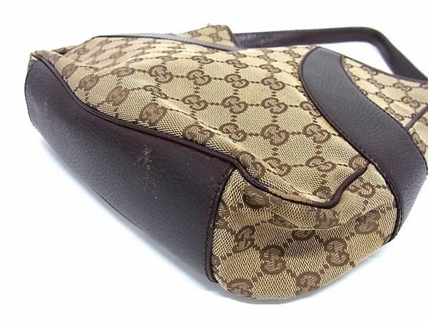 1円 GUCCI グッチ 113012 GG柄 GGキャンバス×レザー ワンハンドル ショルダーバッグ 肩掛けかばん レディース ブラウン系 AY1544_画像4