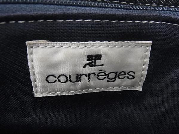 1円 ■美品■ courreges クレージュ デニム プラスチックハンドル ハンドバッグ トート レディース ネイビー系 BF7141_画像6