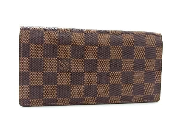 1円 ■美品■ LOUIS VUITTON ルイヴィトン N60017 ダミエ ポルトフォイユ ブラザ 二つ折り 長財布 ウォレット ブラウン系 CD1339_画像1