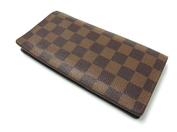 1円 ■美品■ LOUIS VUITTON ルイヴィトン N60017 ダミエ ポルトフォイユ ブラザ 二つ折り 長財布 ウォレット ブラウン系 CD1339_画像2