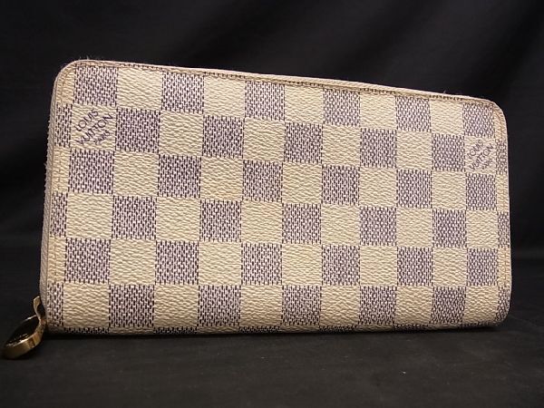 1円 ■美品■ LOUIS VUITTON ルイヴィトン N60019 ダミエアズール ジッピーウォレット ラウンドファスナー 長財布 アイボリー系 EA2106_画像1