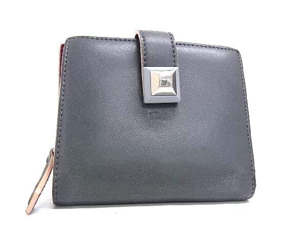 1円 ■美品■ FENDI フェンディ レザー 二つ折り 財布 ウォレット レディース メンズ グレー系 AV9807の画像1