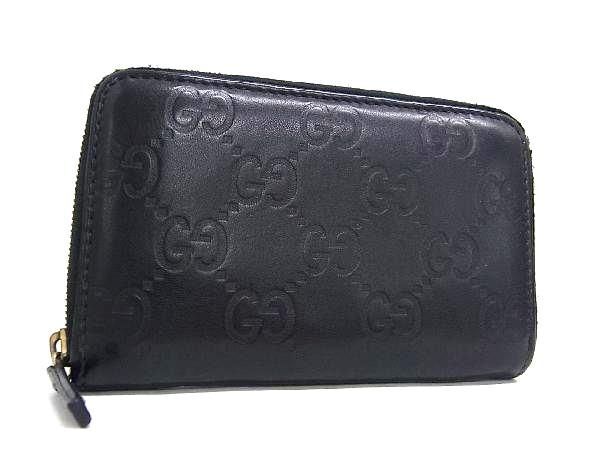 1円 ■美品■ GUCCI グッチ 235558 レザー コインケース コインパース 小銭入れ メンズ レディース ブラック系 AV9544_画像1