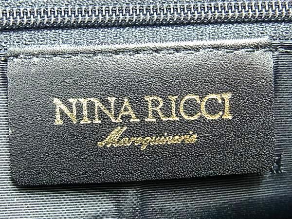 1円 ■美品■ NINA RICCI ニナリッチ レザー 2WAY ハンドバッグ ショルダーバッグ 斜め掛け 肩掛け レディース ブラック系 BF7094_画像6