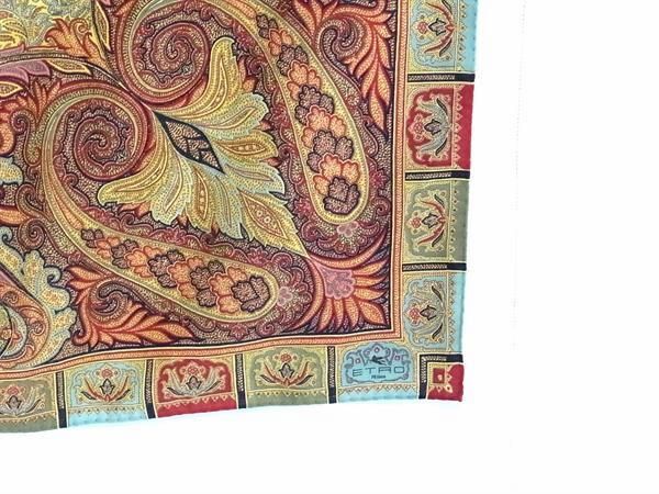 1円 ■極美品■ ETRO エトロ ウール×シルク ペイズリー柄 大判 スカーフ ストール ショール レディース マルチカラー BJ0998_画像3