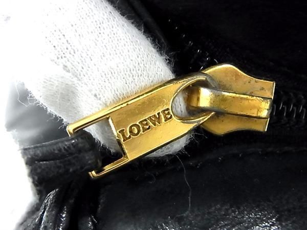 1円 LOEWE ロエベ アナグラム ナッパレザー ハンドバッグ トート ショルダー 肩掛けかばん レディース メンズ ブラック系 FC2686の画像6