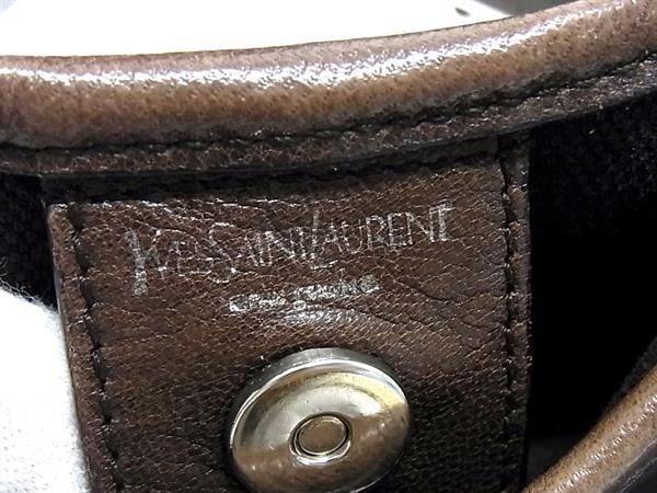 1円 ■美品■ YVESSAINTLAURENT イヴサンローラン レザー メタルハンドル ワンハンドル トートバッグ ショルダー ブラウン系 FC2496_画像6