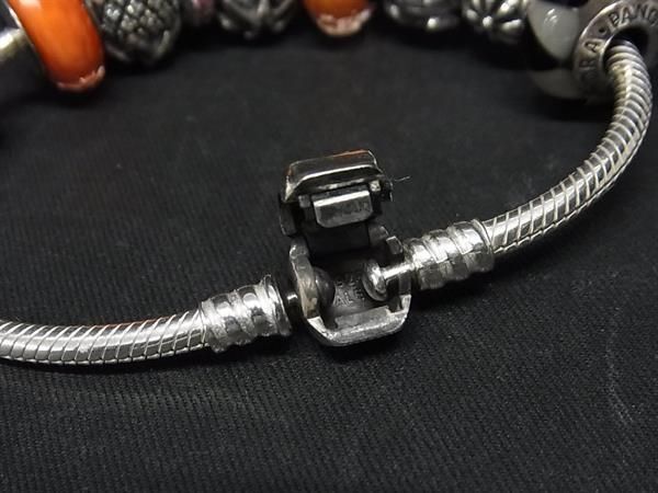 1円 ■美品■ PANDORA パンドラ SV925 ラインストーン ブレスレット バングル アクセサリー レディース シルバー系 AX4623の画像3