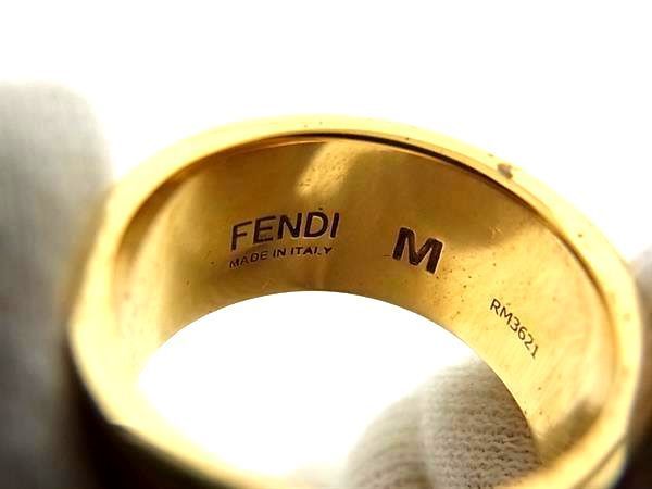 1円 FENDI フェンディ ズッカ柄 リング 指輪 アクセサリー 表記サイズ M (約14号) メンズ レディース ゴールド系×ピンク系 AV9515_画像4