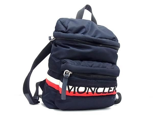 1円 ■美品■ MONCLER モンクレール ナイロン ミニリュックサック バックパック デイバッグ レディース ネイビー系×マルチカラー AW5063の画像1