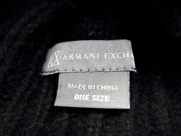 1円 ■美品■ ARMANI EXCHANGE アルマーニエクスチェンジ ラムズウール ニットキャップ ニット帽 帽子 ブラック系 AV7649_画像4