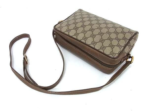 1円 GUCCI グッチ 56 02 087 オールドグッチ ヴィンテージ シェリーライン GG柄 キャンバス ショルダーバッグ ブラウン系 FC2358_画像3