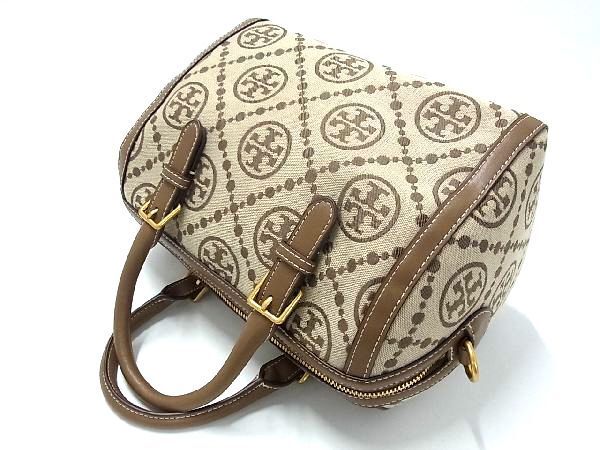 1円 ■新品同様■ TORY BURCH トリーバーチ Tモノグラム ジャガード2WAY ハンドバッグ ショルダー ミニボストン ブラウン系 AV0470の画像5