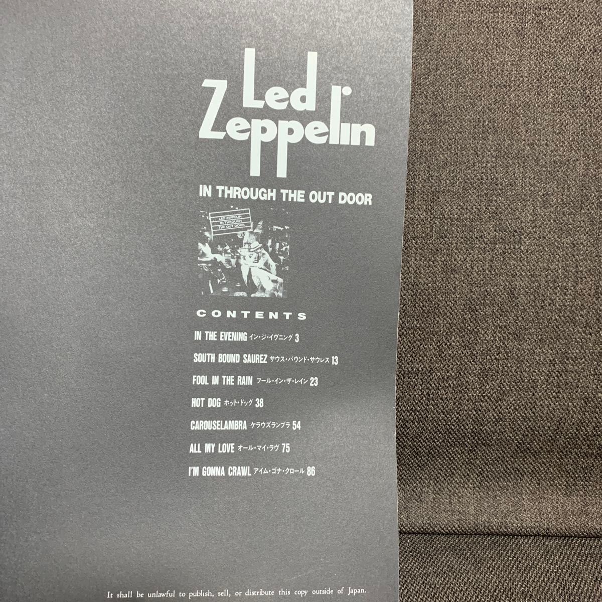 LED ZEPPELIN  バンドスコア in through the out door レッドツェッペリン