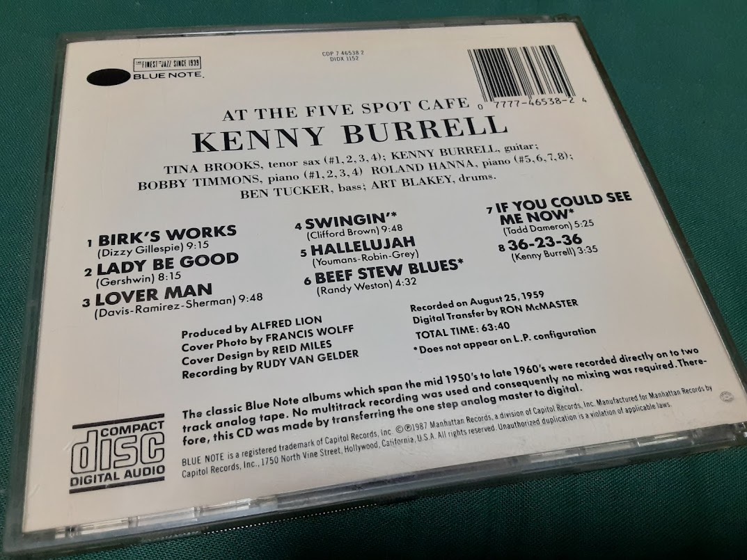 KENNY BURRELL ケニー・バレル◆『AT THE FIVE SPOT CAFE』輸入盤CDユーズド品_画像3