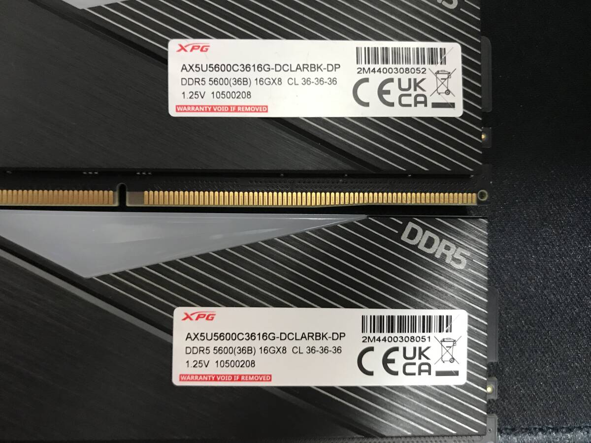 XPG DDR5-5600 16GBx2枚 計32GB メモリ 動作確認済 1_画像2