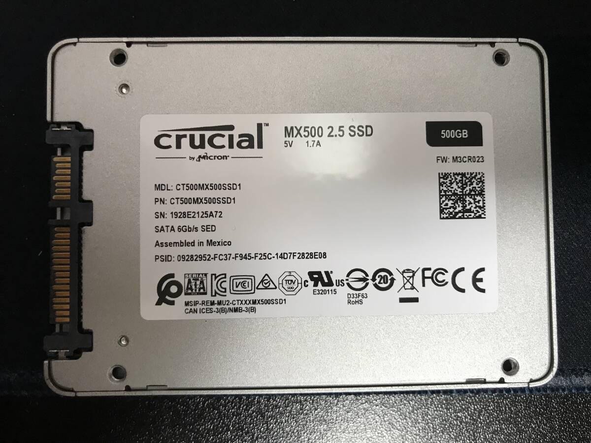 Crucial CT500MX500SSD1 500GB 2.5inch SSD 動作確認済 正常判定 使用時間422時間_画像2