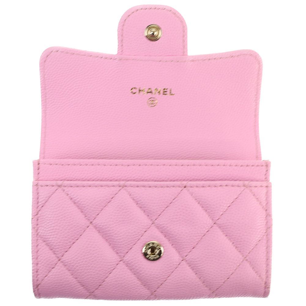 シャネル CHANEL マトラッセ カードケース ココマーク ピンク キャビアスキン 中古A 276143_画像5