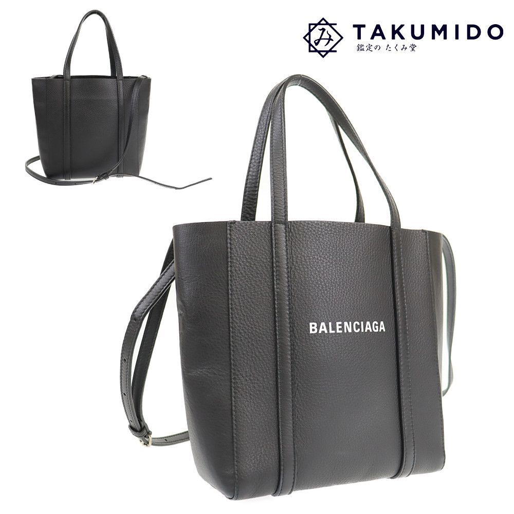 バレンシアガ BALENCIAGA 2WAY トートバッグ エブリデイ XS ブラック レザー 中古AB 276148