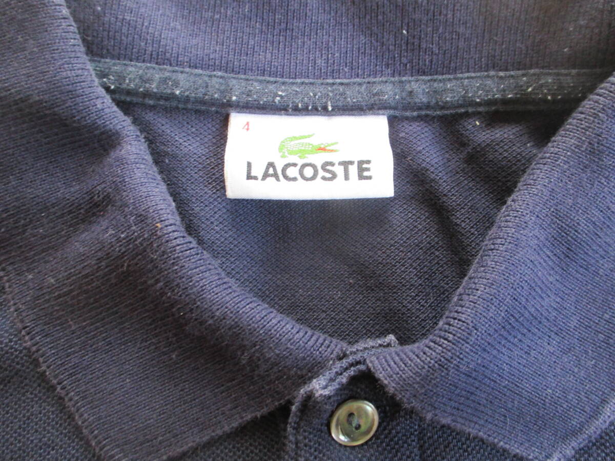 LACOSTE ラコステ 半袖 ポロシャツ 紺 サイズ4 身幅52cmの画像3