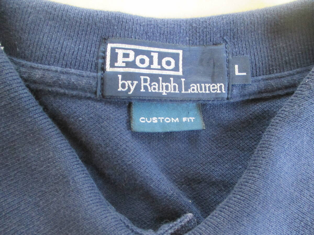 Polo by Ralph Lauren 半袖 ポロシャツ CUSTOM FIT 紺 M L 身幅52cm ポロ ラルフローレンの画像2