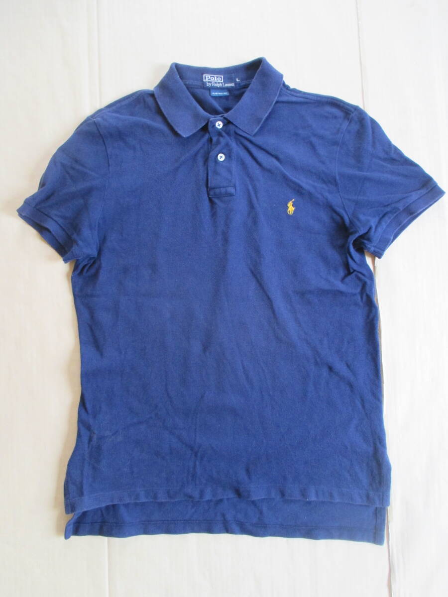 Polo by Ralph Lauren 半袖 ポロシャツ CUSTOM FIT 紺 M L 身幅52cm ポロ ラルフローレンの画像1