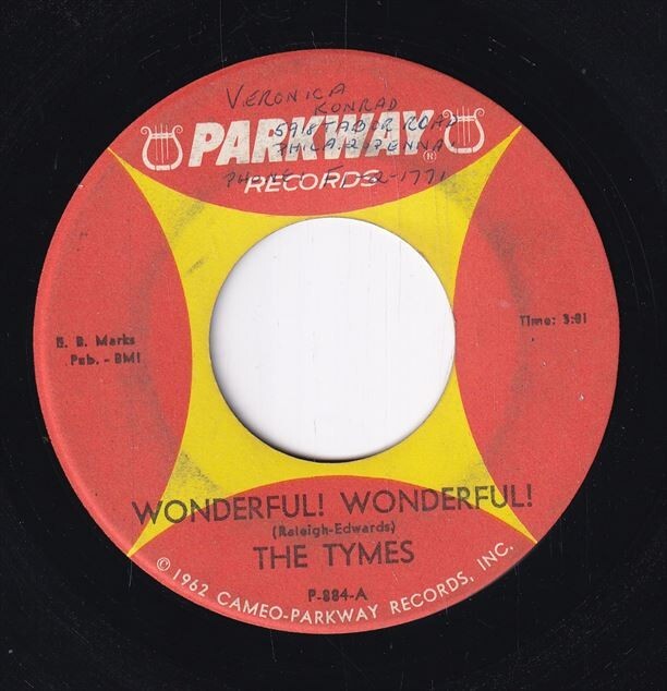 The Tymes - Wonderful! Wonderful! / Come With Me To The Sea (B) OL-CH161の画像1