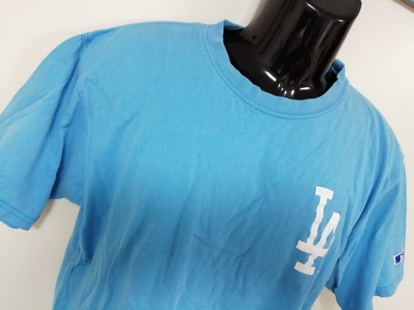 kkyj2276 ■ MAJOR LEAGUE BASEBALL ■ メジャーリーグベースボール Tシャツ カットソー トップス 半袖 コットン ライトブルー 水色 Lの画像5