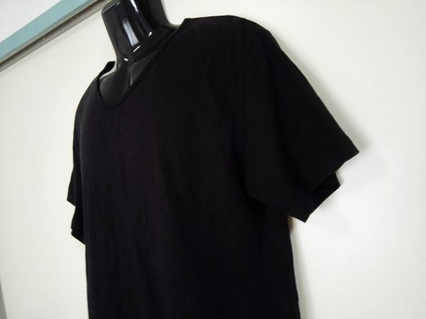 kkyj1525 ■ LAFORM AUTHENTIC ■ Tシャツ カットソー トップス 半袖 Vネック コットン 黒 シンプル LL_画像4