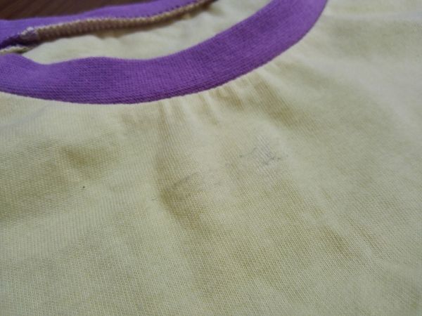 kkyj1609 ■ ラグランTシャツ ■ カットソー トップス 七分袖 イエロー×パープル 黄×紫 Mサイズくらい_画像9