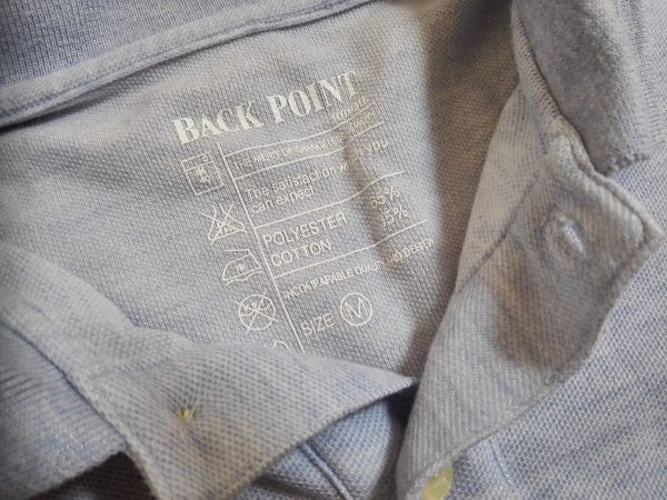 kkyj1790 ■ BACK POINT ■ ポロシャツ カットソー トップス 半袖 鹿の子 ブルー 薄い青 水色 M_画像9