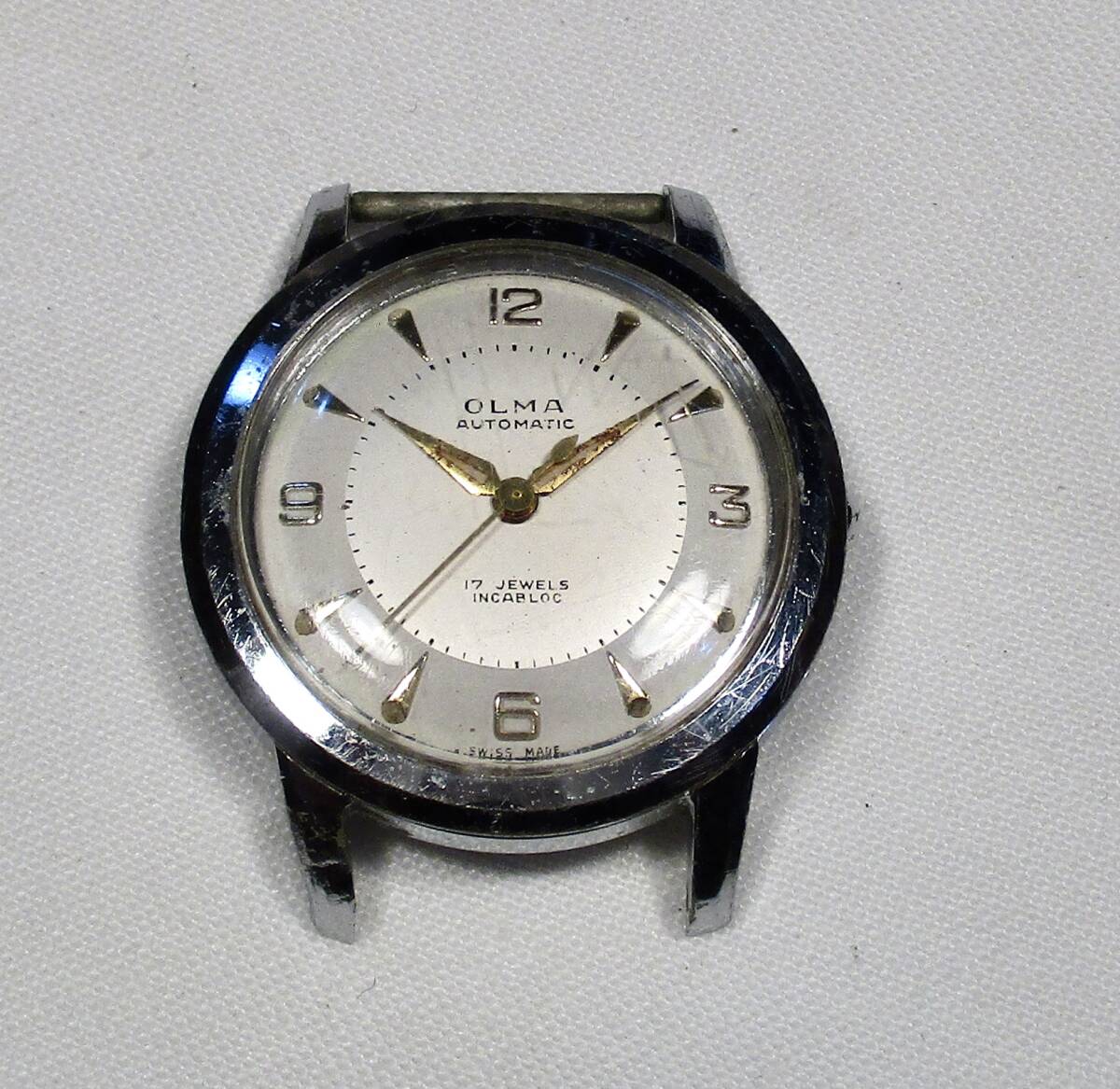 ☆ ニッケル／クロムケース　自動捲　OLMA 紳士用腕時計　1950年代　スイス製