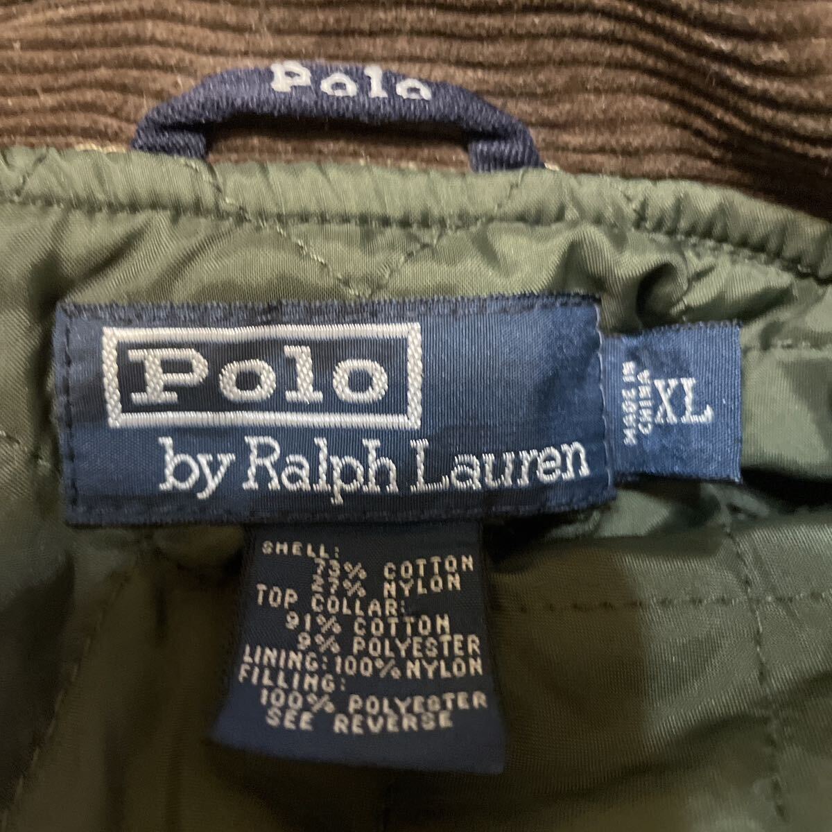 希少 名作『POLO by RALPH LAUREN』90s 襟コーズキルティングワークジャケット ラルフローレン コート 90年代 XL アーカイブ VINTAGE 古着_画像7