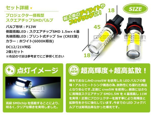 11w アメ車 シボレー カマロ 炸裂 LEDバルブ P13W ホワイト白　LEDフォグランプ LEDフォグライト_画像2