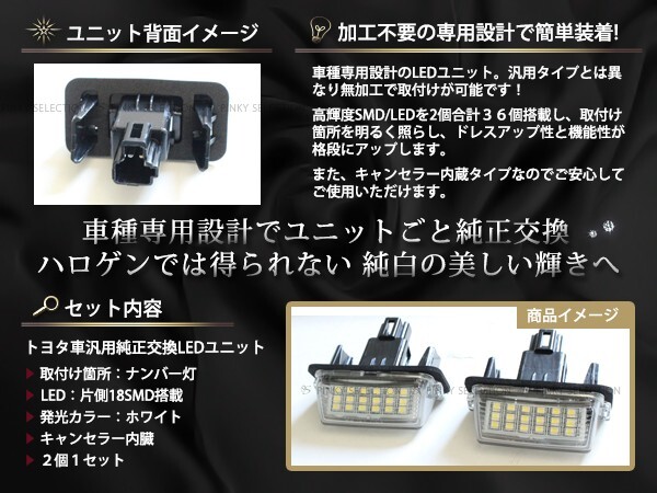 ライセンスランプ エスクァイア ZRR80 ZRR85 ZWR80系 H26.10～ 純正交換タイプ LED ライセンスユニット_画像2