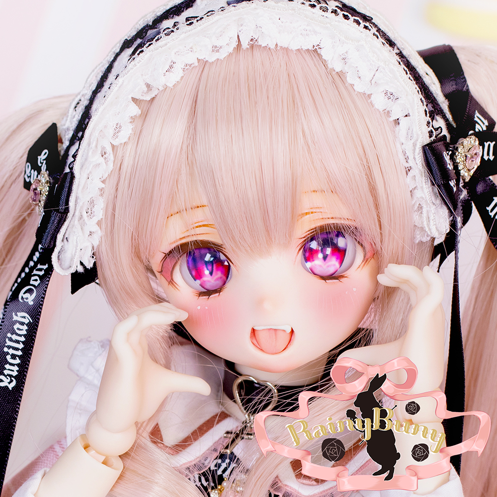 【RAINYBUNNY】DDH28 セミホワイト肌ヘッド＋レジンアイ＋ウィッグ＋クマカチューシャ レジン盛り(４点セット) ドールフィドリーム MDD_画像1