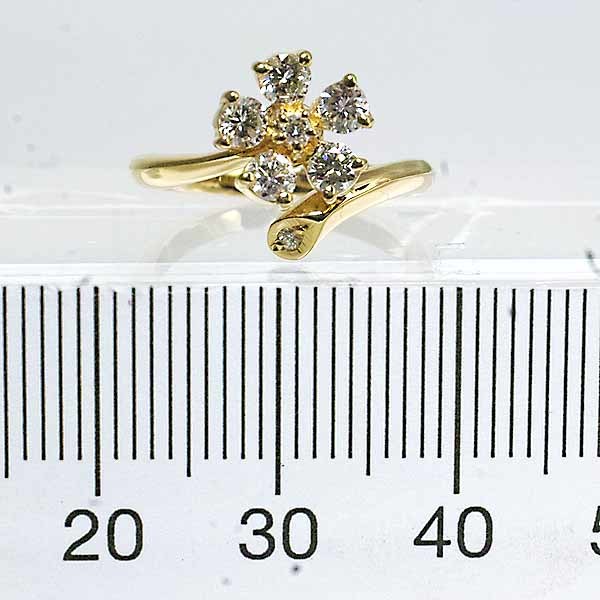 ダイヤモンド 0.50ct 18金イエローゴールド K18YG リング 5号 ピンキーリング 花 フラワー_画像7