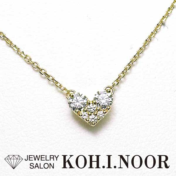 ポンテヴェキオ ダイヤモンド 0.14ct 18金イエローゴールド K18YG ネックレス ハート プチネックレス Ponte Vecchio_画像1