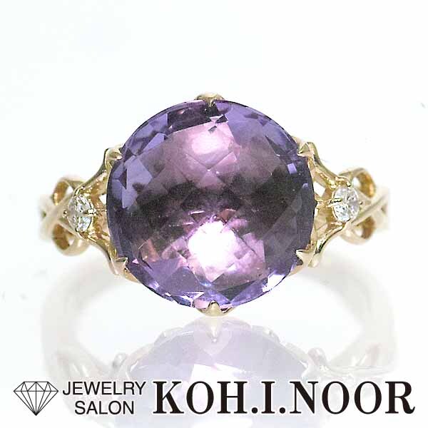 【2024春夏新色】 4.70ct アメシスト ダイヤモンド アメジスト 12号 リング K18PG 18金ピンクゴールド 0.06ct アメジスト