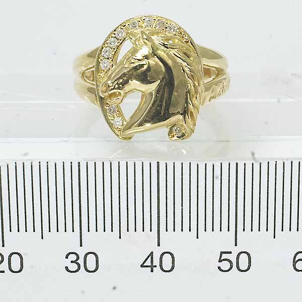  diamond 0.11ct 18 gold yellow gold K18YG ring 16 number horse horse 