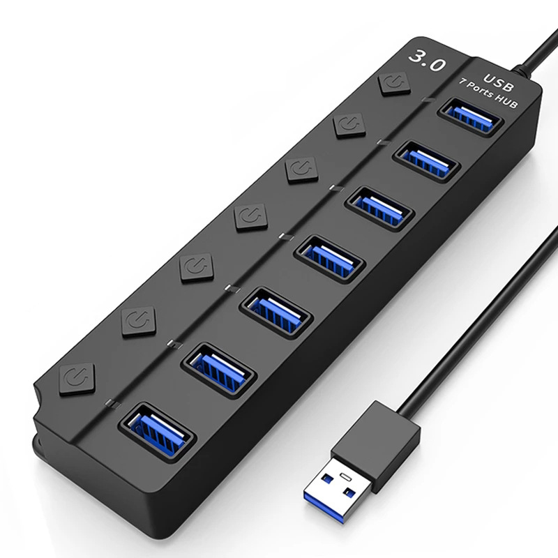 USBハブ USB3.0 7ポート USBコンセント 電源付き USBポート拡張 充電可 高速データ転送 独立スイッチ付き LEDライト付き 最大転送速度5Gbpsの画像10