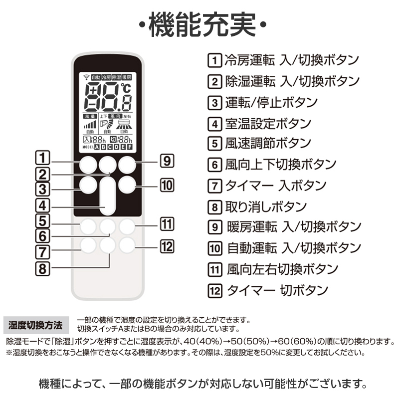 リモコンスタンド付属 日立 エアコン リモコン 日本語表示 HITACHI 白くまくん 日立製作所 設定不要 互換 0.5度調節可 自動運転タイマー_画像3
