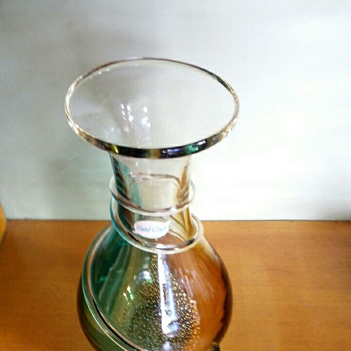 昭和レトロ■ガラス 花瓶 ハンドクラフト wing フラワーベース_画像5