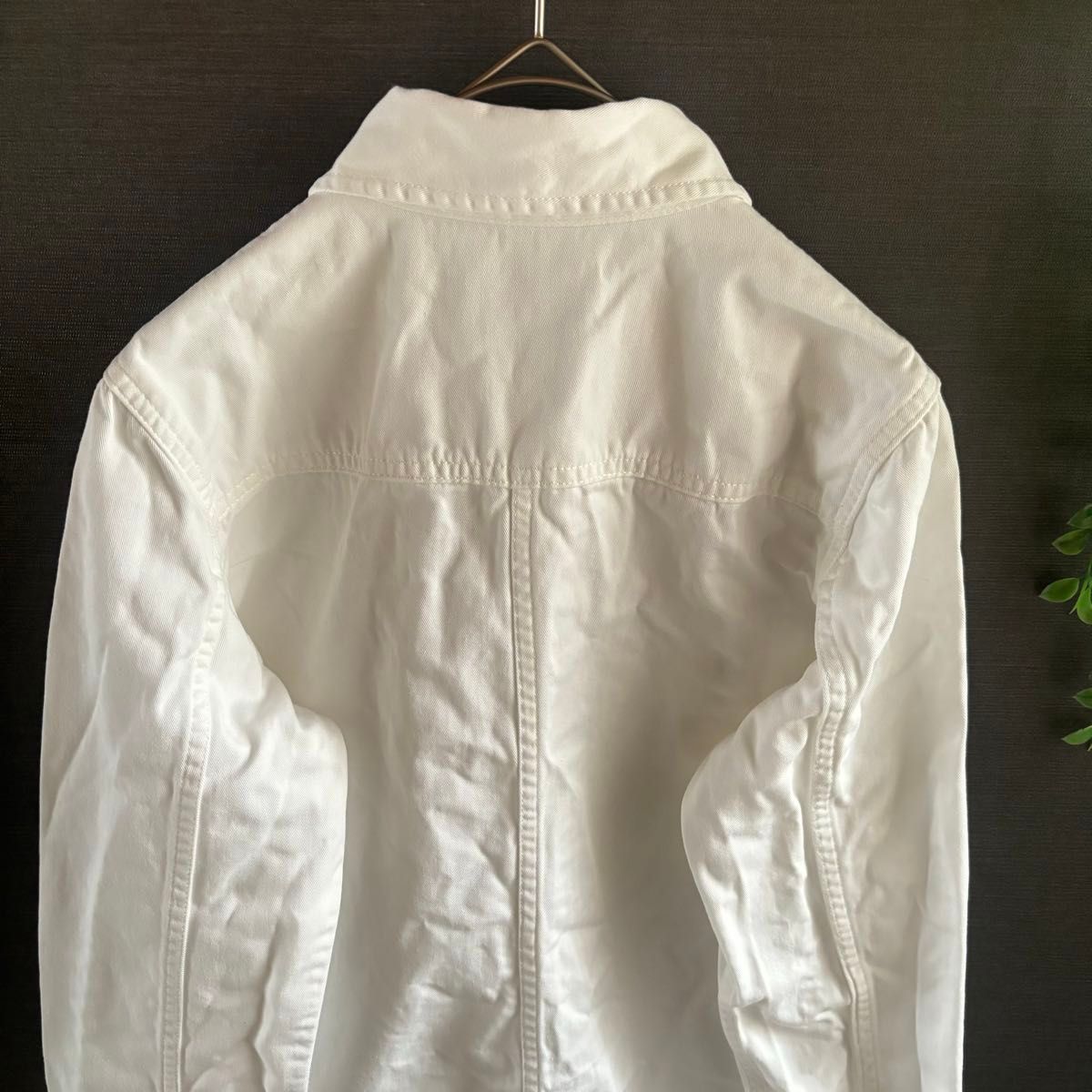【M】ホワイト デニム ワーク シャツ ワンピース ジャケット