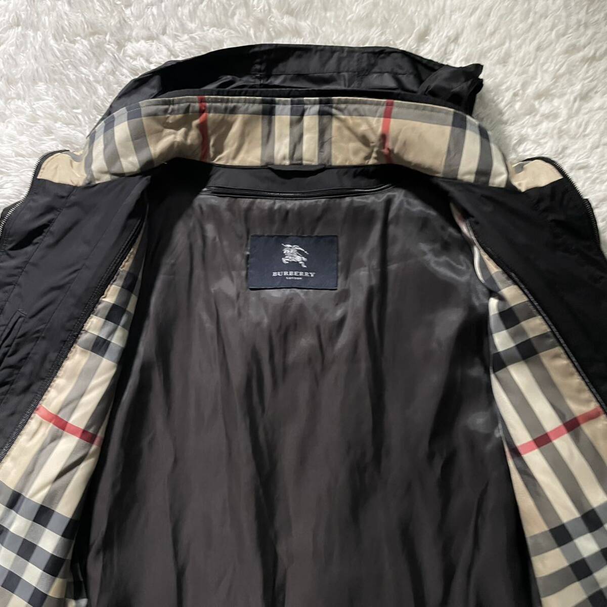 極美品/Lサイズ●バーバリー ロンドン ライナー付 ナイロンコート スタンドカラー BURBERRY LONDON フード収納 ノバチェック 春 スプリング_画像8