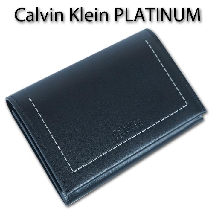 カルバンクラインプラティナム Calvin Klein PLATINUM 牛革 名刺入れ メンズ ブラック 黒 サンプル品 正規品 カードケース 就活 箱なし