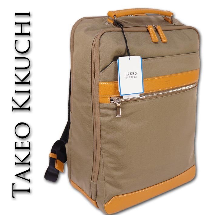 タケオキクチ TAKEO KIKUCHI B4 リュック メンズ ヴィゴラス カーキ 新品 正規品 撥水 軽量 15.6インチ対応 ビジネスリュック 定価30,800円