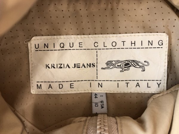 KRIZIA JEANS クリツィアジーンズ メンズ イタリア製 裏メッシュ フード付き ジップベスト 44 ベージュブルー_画像2