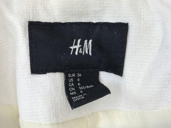 H&M エイチアンドエム レディース スタッズ付き デニム ライダース ジャケット 6 白_画像2